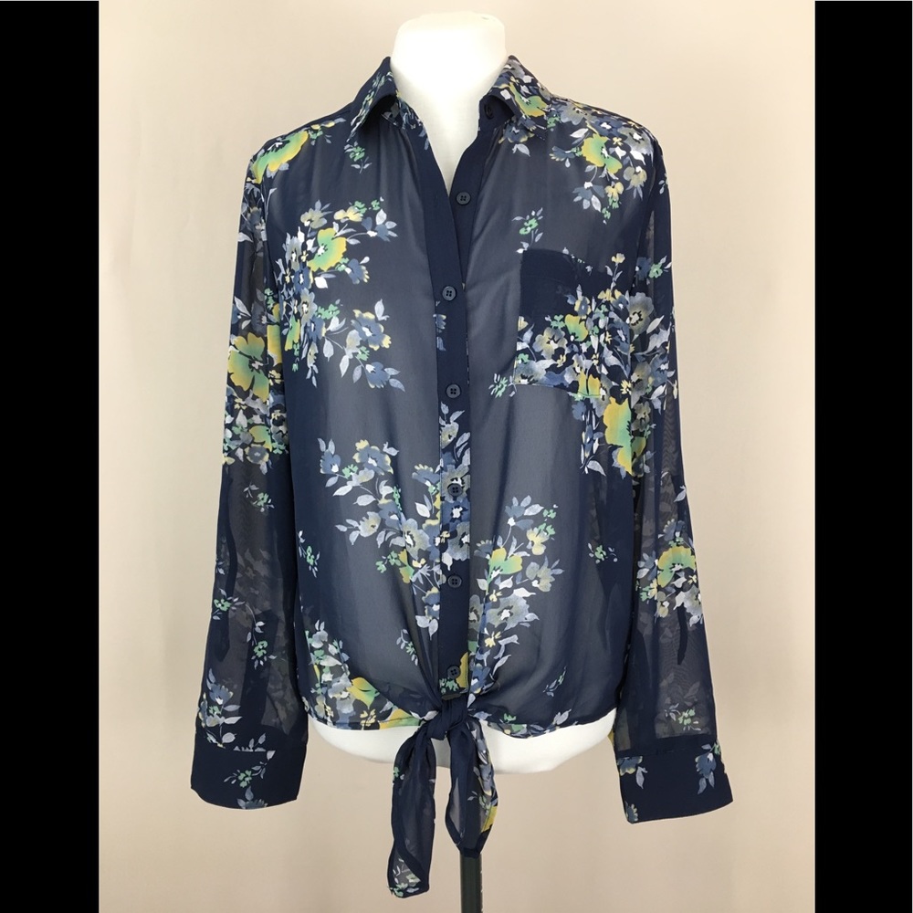 Kut from the Kloth Button Down Sheer Blouse Size M